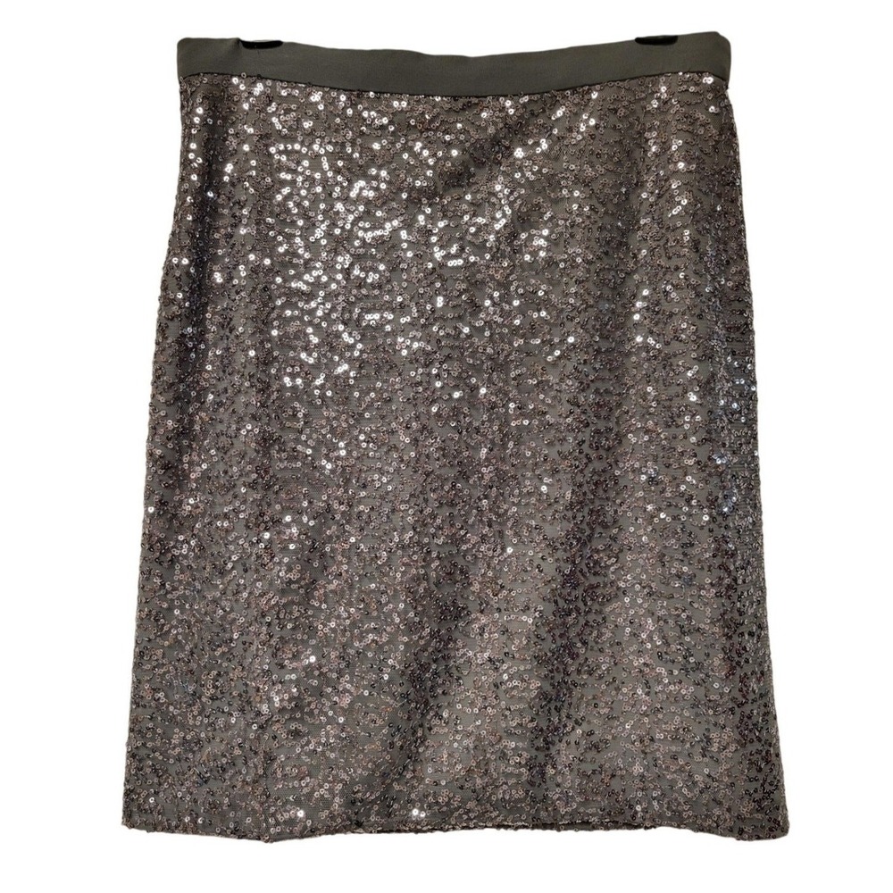 J.Crew Sequin Skirt Size 4 Gray Gunmetal Sparkly Holiday Party NYE Going Out